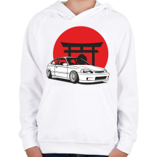 PRINTFASHION Honda civic - Gyerek kapucnis pulóver - Fehér gyerek pulóver, kardigán