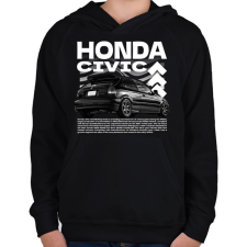 PRINTFASHION Honda civic - Gyerek kapucnis pulóver - Fekete gyerek pulóver, kardigán