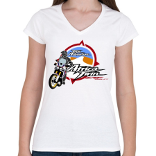 PRINTFASHION Honda Dakar - Női V-nyakú póló - Fehér női póló