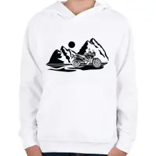 PRINTFASHION honda transalp hegyekben2 - Gyerek kapucnis pulóver - Fehér gyerek pulóver, kardigán