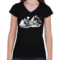 PRINTFASHION honda transalp hegyekben - Női V-nyakú póló - Fekete