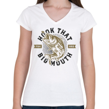 PRINTFASHION Hook that big mouth - Női V-nyakú póló - Fehér női póló