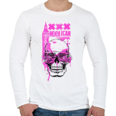 PRINTFASHION Hooligan Pink Skull - Férfi hosszú ujjú póló - Fehér