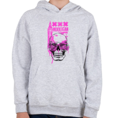 PRINTFASHION Hooligan Pink Skull - Gyerek kapucnis pulóver - Sport szürke