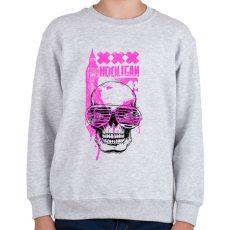 PRINTFASHION Hooligan Pink Skull - Gyerek pulóver - Sport szürke