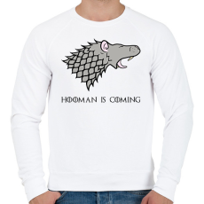 PRINTFASHION Hooman is coming - Férfi pulóver - Fehér