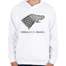 PRINTFASHION Hooman is coming - Gyerek kapucnis pulóver - Fehér gyerek pulóver, kardigán