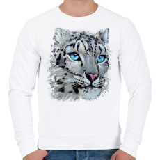 PRINTFASHION Hópárduc - kék szemmel - Férfi pulóver - Fehér