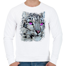 PRINTFASHION Hópárduc - lila szemmel - Férfi pulóver - Fehér férfi pulóver, kardigán