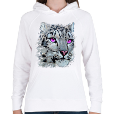 PRINTFASHION Hópárduc - lila szemmel - Női kapucnis pulóver - Fehér női pulóver, kardigán