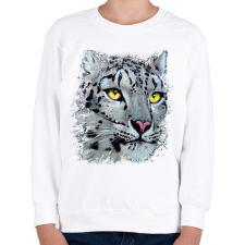 PRINTFASHION Hópárduc - sárga szemmel - Gyerek pulóver - Fehér gyerek pulóver, kardigán