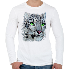 PRINTFASHION Hópárduc - zöld szemmel - Férfi hosszú ujjú póló - Fehér