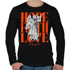 PRINTFASHION Hope Faith Love - Férfi hosszú ujjú póló - Fekete férfi póló