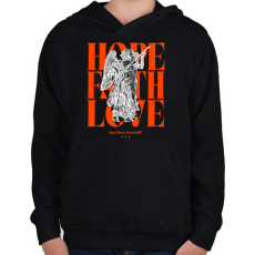 PRINTFASHION Hope Faith Love - Gyerek kapucnis pulóver - Fekete
