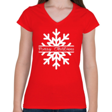 PRINTFASHION Hópehely - Női V-nyakú póló - Piros