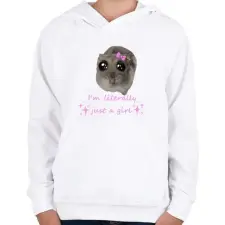 PRINTFASHION hörcsög meme - Gyerek kapucnis pulóver - Fehér gyerek pulóver, kardigán