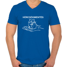 PRINTFASHION Hörcsögmentés - Férfi V-nyakú póló - Királykék férfi póló