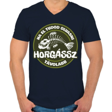 PRINTFASHION Horgássz Távolabb - Férfi V-nyakú póló - Sötétkék