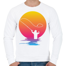 PRINTFASHION Horgász a naplementében - Férfi pulóver - Fehér férfi pulóver, kardigán