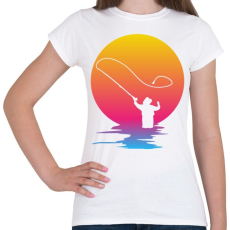 PRINTFASHION Horgász a naplementében - Női póló - Fehér