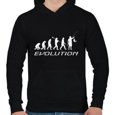 PRINTFASHION horgász evolúcio fehér - Férfi kapucnis pulóver - Fekete férfi pulóver, kardigán
