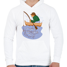 PRINTFASHION Horgász - Férfi kapucnis pulóver - Fehér férfi pulóver, kardigán