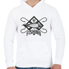 PRINTFASHION horgász - Férfi kapucnis pulóver - Fehér férfi pulóver, kardigán