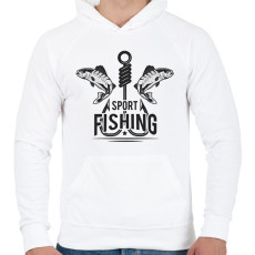 PRINTFASHION horgász - Férfi kapucnis pulóver - Fehér