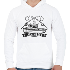 PRINTFASHION Horgász - Férfi kapucnis pulóver - Fehér férfi pulóver, kardigán