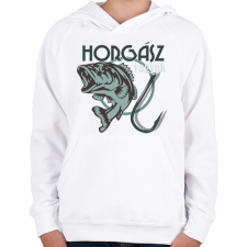 PRINTFASHION horgász - Gyerek kapucnis pulóver - Fehér gyerek pulóver, kardigán