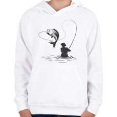 PRINTFASHION Horgász  - Gyerek kapucnis pulóver - Fehér