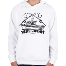 PRINTFASHION Horgász  - Gyerek kapucnis pulóver - Fehér