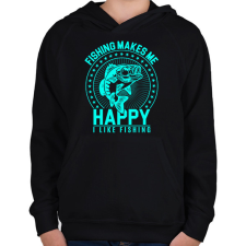 PRINTFASHION horgász - Gyerek kapucnis pulóver - Fekete gyerek pulóver, kardigán