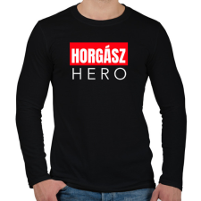 PRINTFASHION HORGÁSZ HERO - Férfi hosszú ujjú póló - Fekete férfi póló