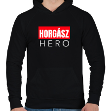 PRINTFASHION HORGÁSZ HERO - Férfi kapucnis pulóver - Fekete férfi pulóver, kardigán