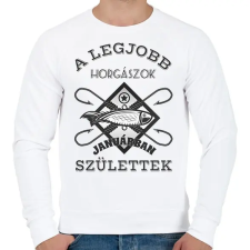 PRINTFASHION Horgász január - Férfi pulóver - Fehér férfi pulóver, kardigán