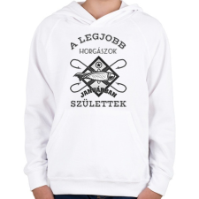 PRINTFASHION Horgász január - Gyerek kapucnis pulóver - Fehér gyerek pulóver, kardigán