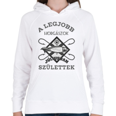 PRINTFASHION Horgász július - Női kapucnis pulóver - Fehér