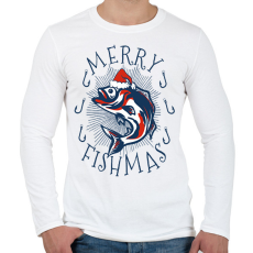 PRINTFASHION Horgász karácsony - Férfi hosszú ujjú póló - Fehér