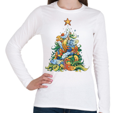 PRINTFASHION Horgász karácsonyfa - Női hosszú ujjú póló - Fehér női póló