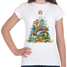 PRINTFASHION Horgász karácsonyfa - Női póló - Fehér