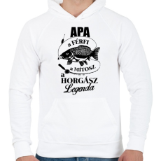 PRINTFASHION Horgász Legenda - Férfi kapucnis pulóver - Fehér