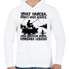 PRINTFASHION Horgász leszek - Férfi kapucnis pulóver - Fehér férfi pulóver, kardigán