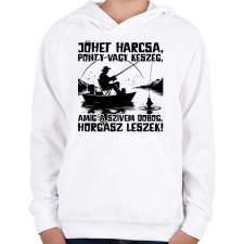 PRINTFASHION Horgász leszek - Gyerek kapucnis pulóver - Fehér gyerek pulóver, kardigán
