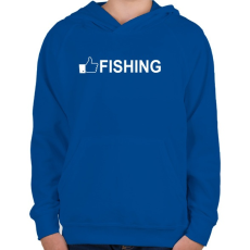 PRINTFASHION Horgász like - Gyerek kapucnis pulóver - Királykék