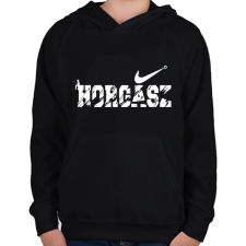 PRINTFASHION Horgász logó fehér - Gyerek kapucnis pulóver - Fekete gyerek pulóver, kardigán