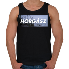 PRINTFASHION Horgász logó - Férfi atléta - Fekete