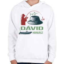 PRINTFASHION Horgász - Névvel - Gyerek kapucnis pulóver - Fehér gyerek pulóver, kardigán
