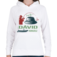 PRINTFASHION Horgász - Névvel - Női kapucnis pulóver - Fehér