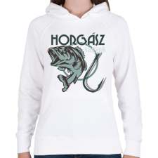 PRINTFASHION horgász - Női kapucnis pulóver - Fehér női pulóver, kardigán